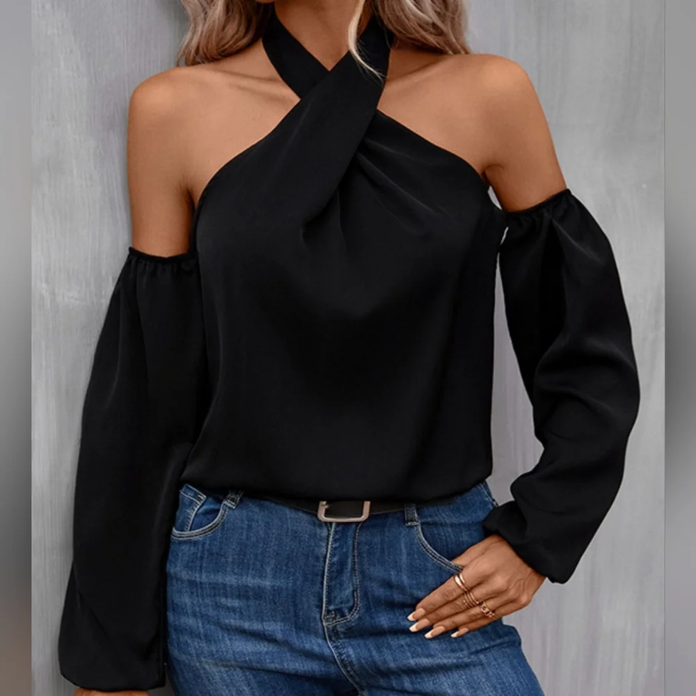 Noir Elegance Cold Shouler Top - Picture 3 of 5